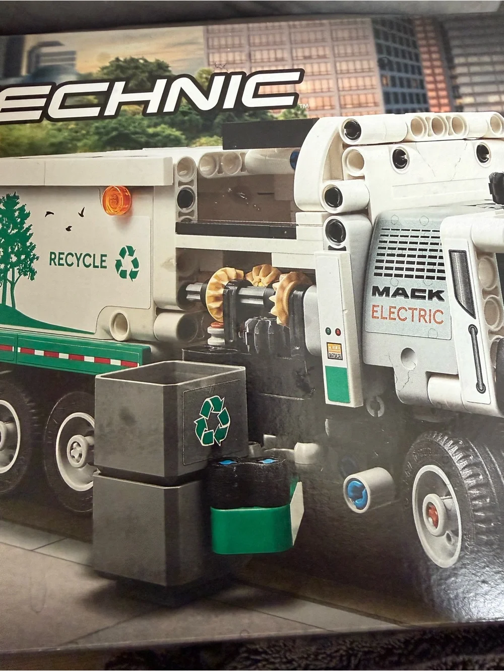 LEGO Technic Mack LR Electric Garbage Truck - White & Green Accents